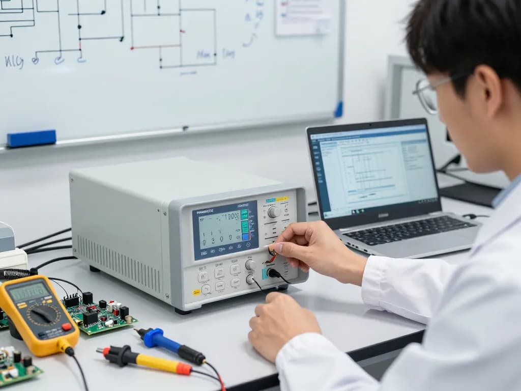Using a HANMATEK® programmable power supply for electronics testing in a modern lab.