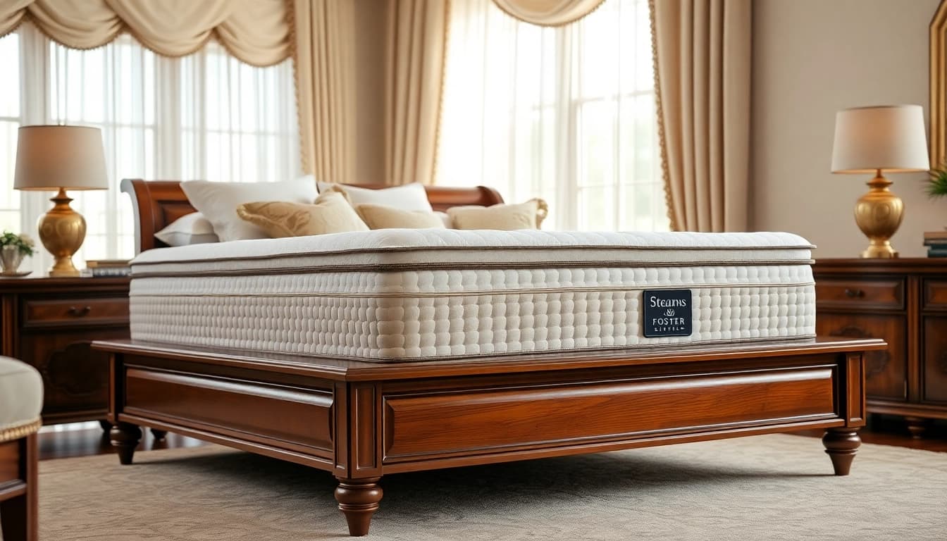 Experience the comfort of the Stearns and Foster Estate Collection mattress in a luxurious bedroom setting.