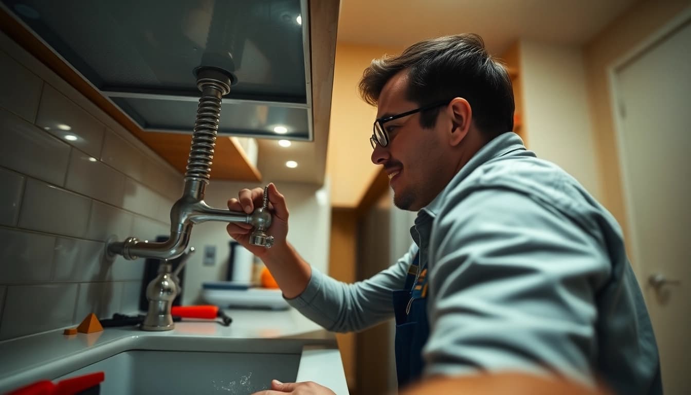 Plumbing emergency NYC: Professional plumber addressing a burst pipe in a NYC apartment.