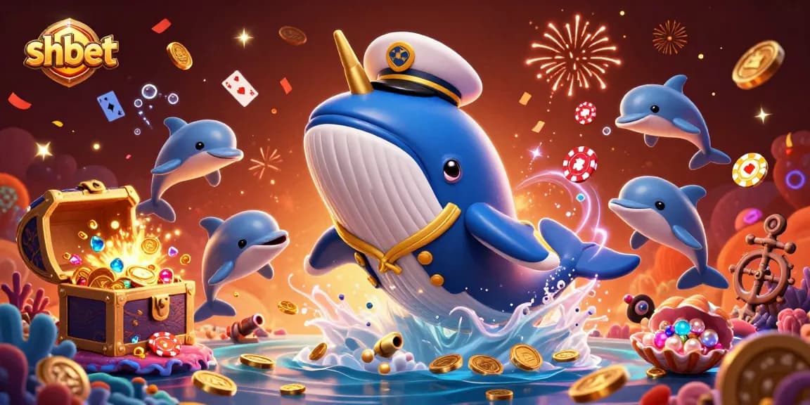 Experience exciting wins at shbet in a vibrant underwater casino with playful dolphins and treasures.