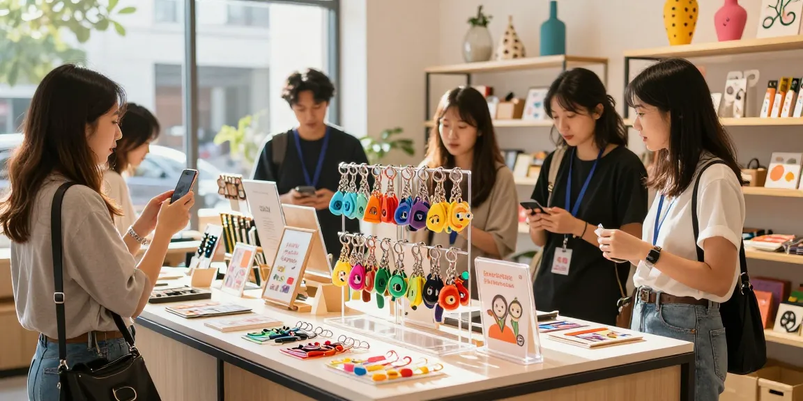 Custom acrylic standee displayed in a vibrant e-commerce setting, engaging shoppers with colorful merchandise.