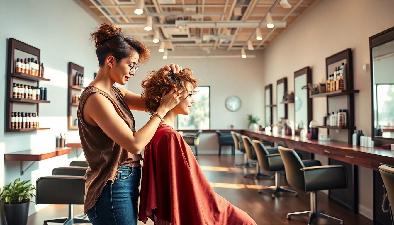 Stylish perm service in a premier San Diego salon focusing on beauty and self-care.