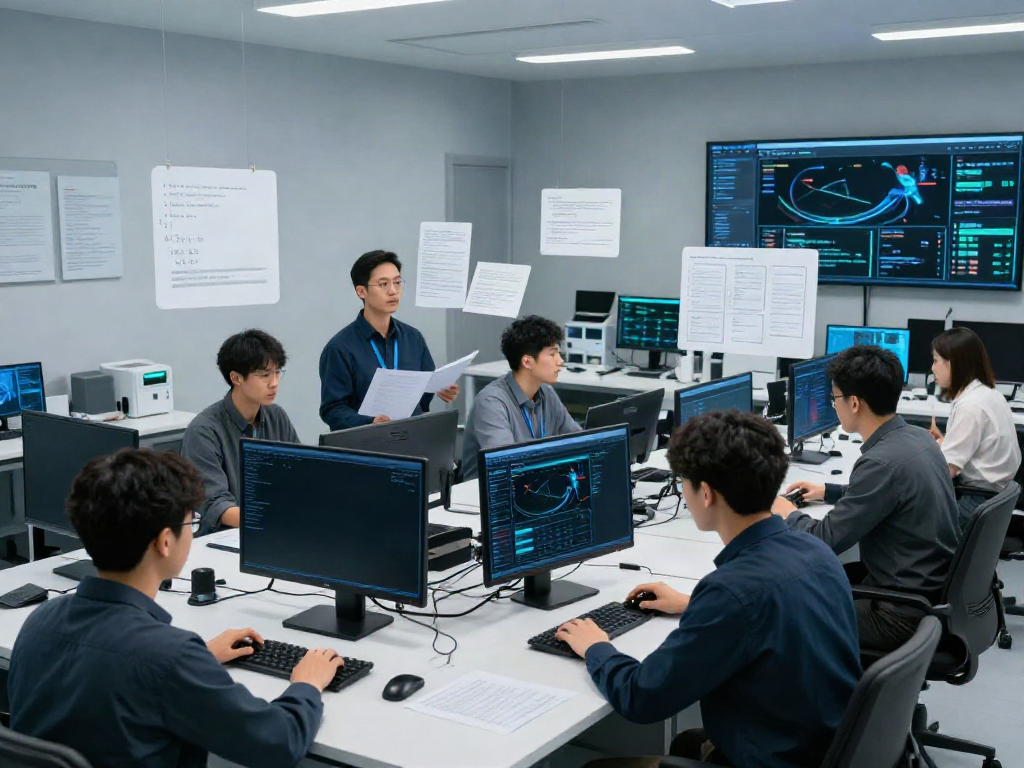 Red team assessment in a modern cybersecurity lab focusing on AI technology and threat analysis.