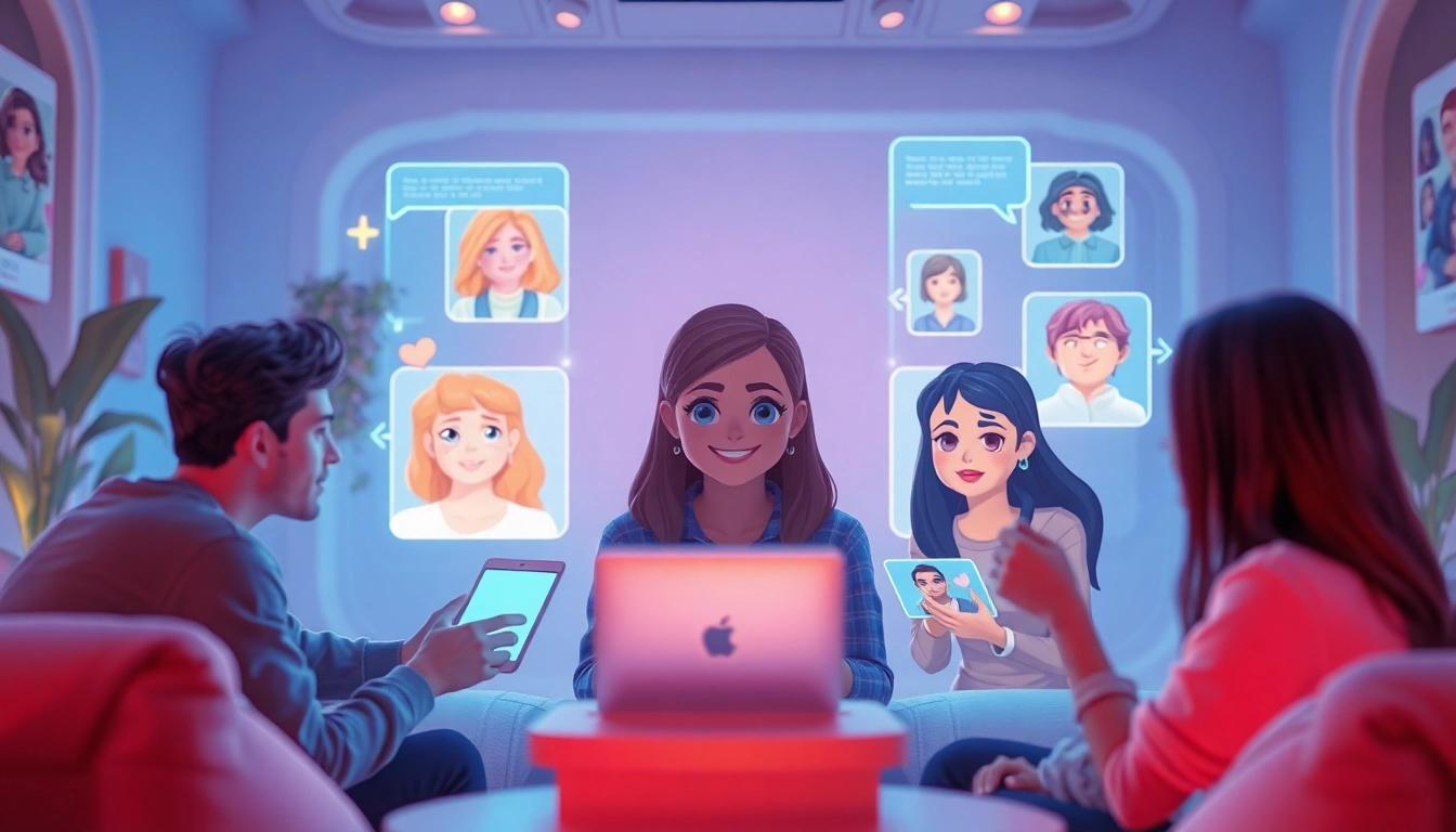 Engage with crush on ai in a cozy, futuristic chat environment featuring animated characters.