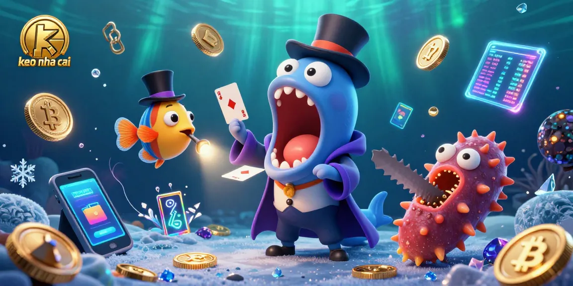 Engaging keo nha cai illustration featuring a magical underwater scene full of vibrant casino elements.