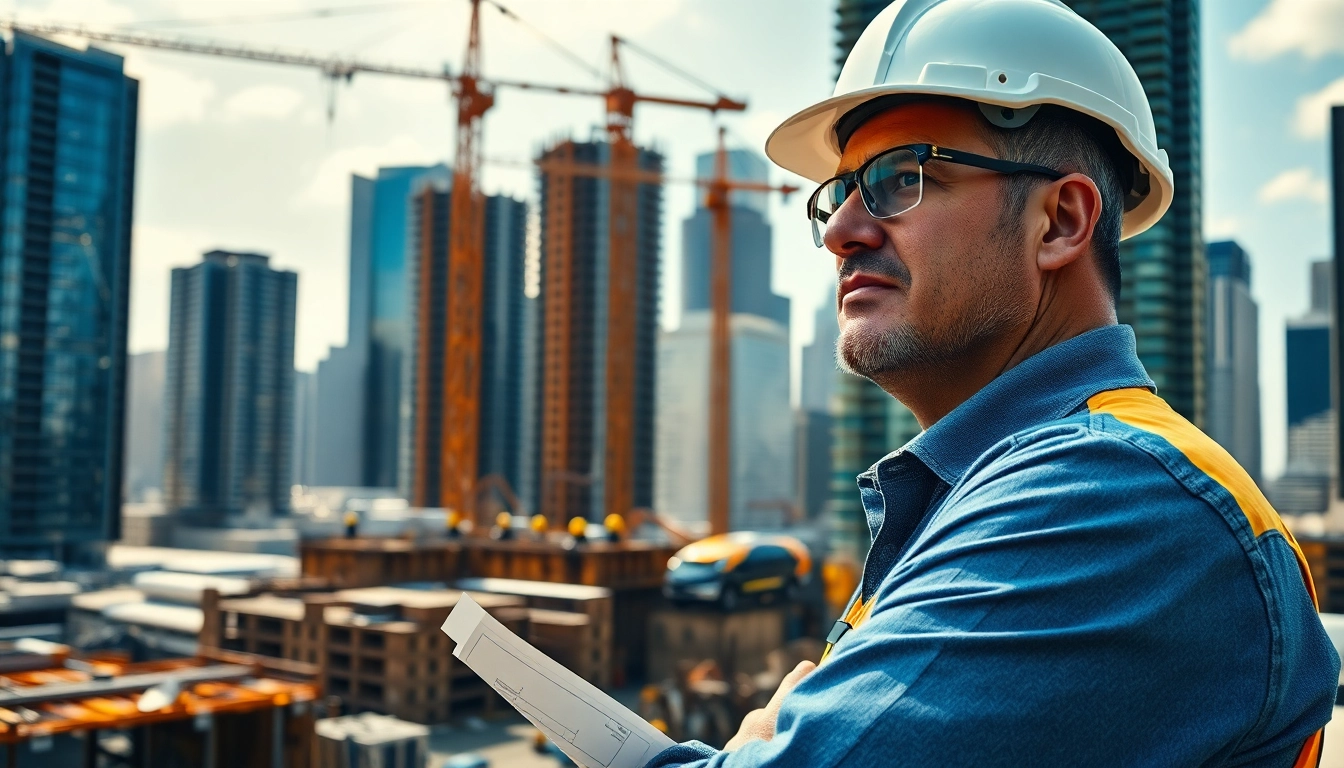 New York Construction Manager directing operations on a vibrant construction site.
