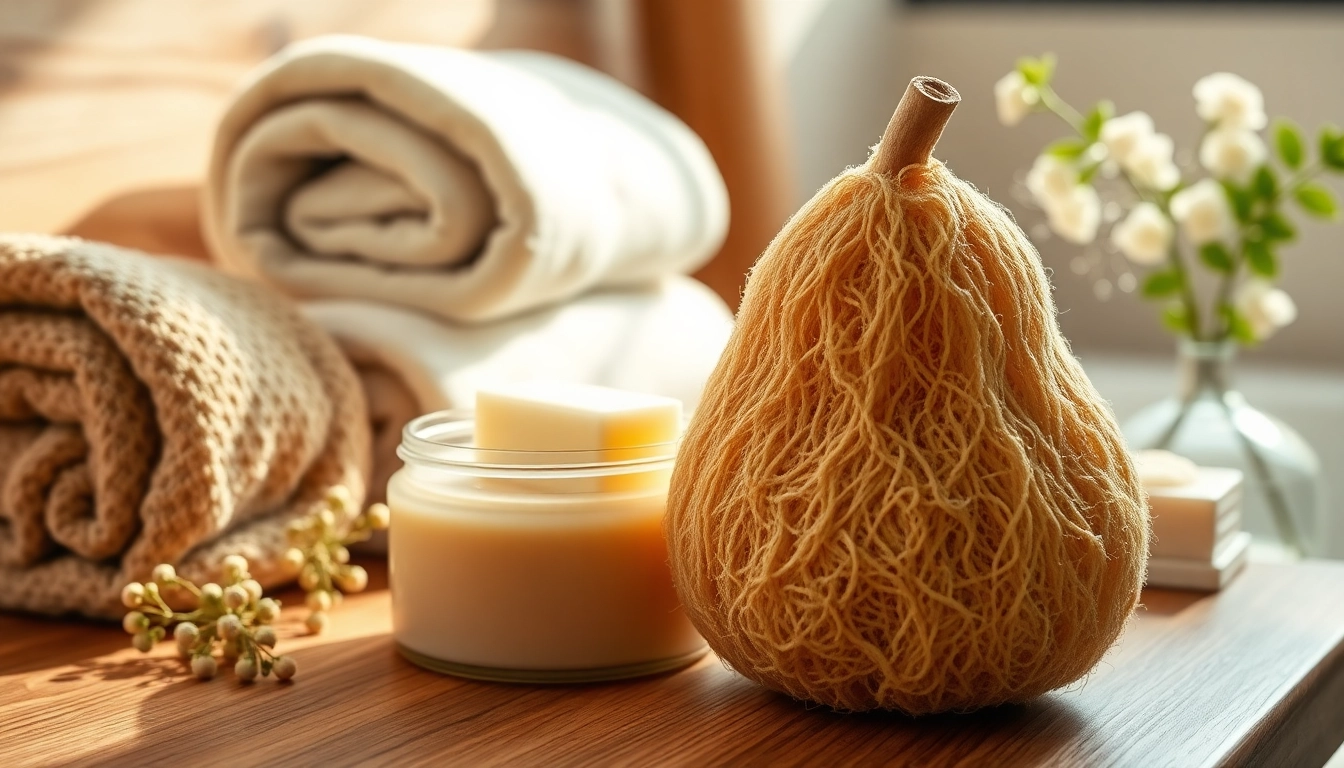 Guide on how to use raw loofah for natural skincare routines with detailed textures.