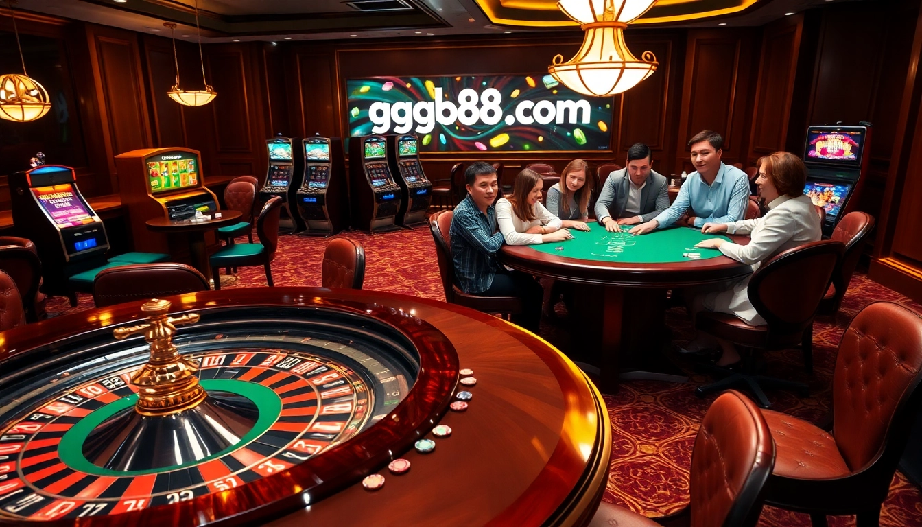 Experience the excitement of gambling at gg88.com with vibrant casino tables and engaging players.