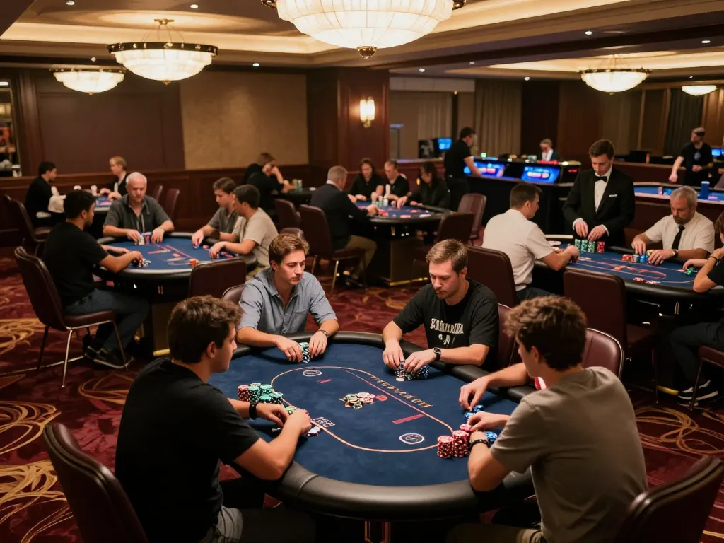 Players strategizing during a thrilling poker game at 88xeng casino.