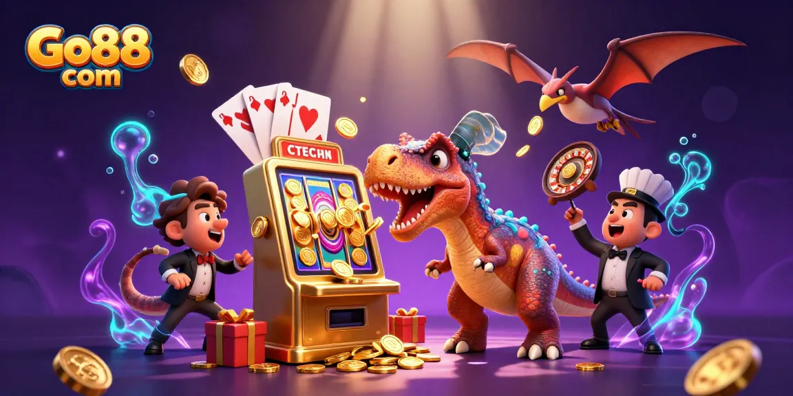 Experience the excitement of Go88 com with a pachycephalosaurus jackpot win scene in a vibrant casino.